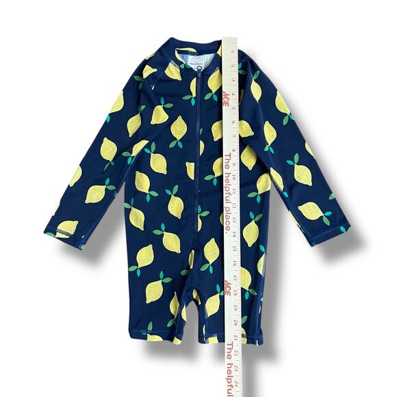 Hanna Andersson Lemon Print One-Piece Rashguard Swimsuit 3T Unisex UPF 50+ - Picture 4 of 10